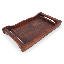 Japanese Wooden Tea Breakfast Serving Tray Jewelry Holder Rectangular Handles JP picture