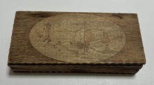 Vintage NAUTICAL ETCHED WOODEN MATCHBOX. picture