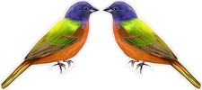 StickerTalk Mirrored Painted Bunting Bird Vinyl Sticker 2.5x2.25 inches picture