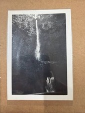 Vintage Black & White Photograph Multnomah Falls Oregon Waterfall Bridge picture