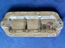 Silver Colored Three Section Serving Tray W/Grape Cluster and Vines picture