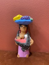 Josefina Aguilar Oaxaca Mexican Folk Art Fruit and baby  Pottery - Signed 5.25” picture
