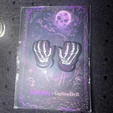 CopShopThrift X BonezBrimz Purple Bones Gloves Hat Pins Set New On Card picture