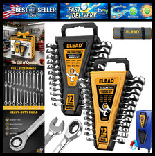 ELEAD 24-Piece Ratcheting Wrench Set, Metric 6-18mm & SAE 1/4