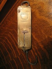 HANGING SCALE  IMPROVED SPRING BALANCE 50LB. BRASS & CAST IRON  FRARY'S picture