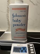 Vintage Johnson’s Baby Powder 24oz Talc Bottle w Embossed Back 25.2oz Johnsons picture