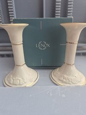 Vintage Lenox 1989 Fruits of Life Candle Holders Fine Ivory China Gold Trim USA picture
