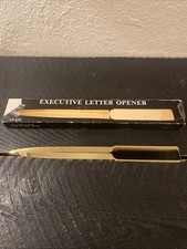 VTG Executive Letter Opener w/ Sheath 24 Karat Gold Plated Brass  1970s  9” picture
