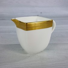 Vintage Mikasa Ridge Square Gold Creamer AN053 Elegant w Gold Band picture
