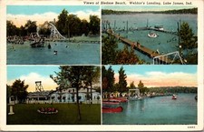 Postcard Multiple Views of Bledsoe Beach Weldon's Landing in Lake James, Indiana picture