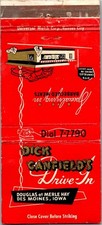 Dick Canfield's Drive In W Freed Des Moines IA Vintage Matchbook Cover 4MM27-6 picture