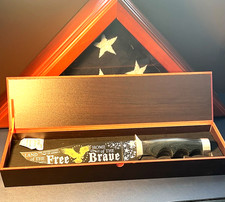 RARE🔥24k Gold Medallion Eagle Bowie Knife Limited /9999💎NIB CoA~Home of Brave picture