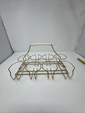 VTG Mid Century Modern Drinking 8 Glass Holder Caddy Carrier Gold MCM Art Deco picture