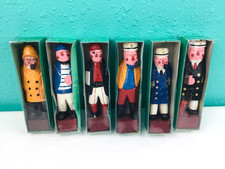 VINTAGE WOODEN NAUTICAL FIGURINES SEA CAPTAINS SAILORS FISHERMAN PIRATES picture