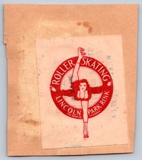 Lincoln Park & Roller Center Roller Skating Ad Sticker on a scrapbook page picture