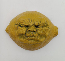 Handmade Original Yellow Lemon Figurine Style Wall Sculpture, Signed Collectible picture