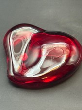 Vintage Elsa Peretti Tiffany Art Glass Red Heart Paperweight No Box picture
