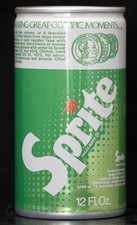 Vintage 1972 Sprite Great Olympic Moments 12 oz Pull Tab Soda Can Empty picture