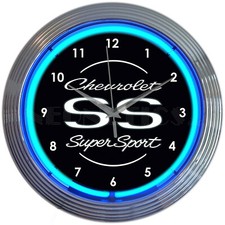 SS Neon Clock Chevy Chevelle sign Camaro Chevrolet Super Sport Nova lamp 2025 picture