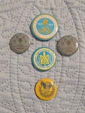 Vintage Ukrainian Anniversary Buttons 1959, 1964, 1969, 1979 - Pinback Buttons picture