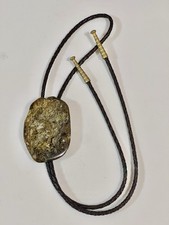 VTG BENNETT PAT Native American BOLO TIE fossilized  Petrified root stone. picture
