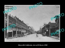 OLD 8x6 HISTORIC PHOTO MARYSVILLE CALIFORNIA VIEW OF D STREET c1900 picture
