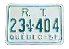 1956 R. T. Quebec Canada License Plate # 23 404 picture