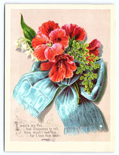 Antique Valentine’s Card Roses with Blue Bow Victorian Art Vintage picture