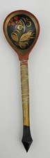 Vintage Russian Hand Painted Wooden Spoon 7.25