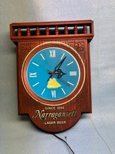 STUNNING 1970's VINTAGE NARRAGANSETT BEER LIGHT UP CLOCK SIGN RHODE ISLAND picture