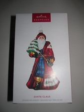 2024 Hallmark Limited Edition SANTA CLAUS Glass Ornament Glittery Gold Accents picture