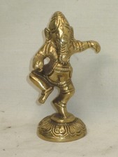 1 vintage solid brass dancing Ganesh Ganesha Hindu Diety statue 3.5