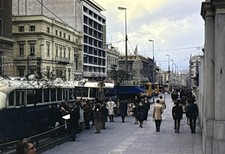Orig 1972 Slide Athens Greece Street Scene Buses Pedestrians Downtown B40 picture
