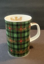 RARE Harrods Knightsbridge England Green Red Plaid Tartan Coffee Mug Holiday picture