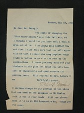 1902 Boston Vaudeville Letter Helen E. Mathews to Mr. Leroy “Star Entertainers” picture