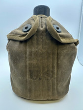 Vintage WWII 1942 Dated U.S. Army Aluminum Canteen with JEFF. Q.M.D. Canvas Cove picture