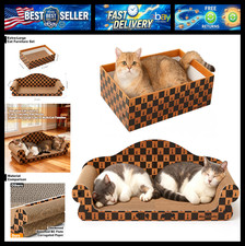 27 Inch Cat Couch Scratcher, Large Cardboard Box with Durable Scratch Pad for Ca picture