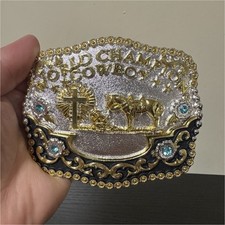 Praying Cowboy Horse Cross Faith Animal Rodeo Western Fashion Belt Buckle picture