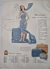 1957 Womens US Trunk Socialite Luggage Birth of Venus Art Vintage Fashion Ad  picture