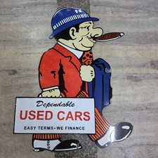 USEDCARS DEPENDABLE PORCELAIN ENAMEL SIGN 22 X 30 INCHES picture
