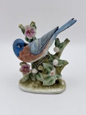 Vintage Hand Painted Lefton Bluebird On Branch KW464 Small Figurine picture