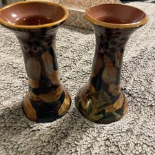 Two Hand Painted Vases/ Candle Holders Floral Pattern picture
