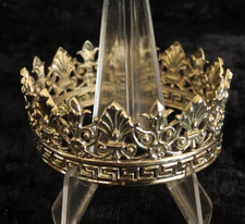 OLD ANTIQUE SILVER PLATED COPPER SANTOS CROWN FOR VIRGIN MARY STATUE picture