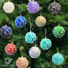 allgala 12 Pack 3 Inch Christmas Tree Ornament Balls-Glitter Foam Large picture