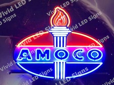 Amoco Oil Gasoline Gas Fuel Vivid LED Neon Sign With Dimmer Hanging Art 24