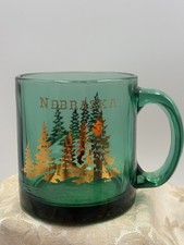 Vtg Nebraska Souvenir Green Glass Coffee Mug Made In USA picture