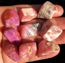 87g 9PC Gemmy Natural Red Rhodochrosite Hexagon Prism Corundum Crystal ie4633 picture