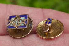 Ant. Lot of 2 - 10k Freemasonry Blue Slipper and Masonic Square & Compass Pin's picture