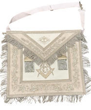 Handmade Masonic Master Mason Apron with Compasses & Square - Genuine Lambskin picture