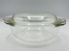Vintage Pyrex #022 Clear Glass 1 Qt. Round Casserole Dish With Lid Baking Mixing picture